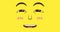 Hand drawn animation of a happy smile face isolated on yellow background