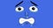 Hand drawn animation of a sad crying face isolated on blue background