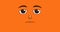 Hand drawn animation of a surprised face isolated on orange background