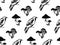 Hand drawn antique magic seamless pattern. Vector sketch endless illustration with raven and mushrooms. Halloween party retro