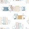 Hand drawn apartment houses. Vector  seamless pattern