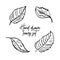 Hand drawn apple leaves set. Collection of fruit trees leaves