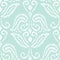 Hand-Drawn Aqua Mint and White Traditional Ikat Boho Damask Vector Seamless Pattern