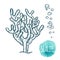 Hand drawn aquatic coral doodle vector illustration.