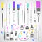 Hand drawn art tools, painting supplies illustrations set