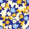 Hand Drawn Artistic Naive Daisy Flowers on Yellow Background Vector Seamless Pattern