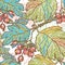 Hand drawn autumn berries retro seamless pattern