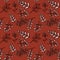 Hand drawn autumn leaves seamless pattern on a terracotta brown background