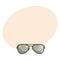 Hand drawn aviator sunglasses in metal frame with green lenses