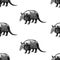 Hand drawn background with armadillo. Vector seamless pattern.