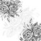 Hand drawn background with flowers bouquet black on white