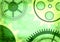 Hand drawn background with gear wheel in green colors.