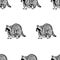 Hand drawn background with raccoon. Vector seamless pattern.