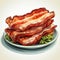 Hand Drawn Bacon Vector Illustration With Flat Colors