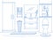 Hand drawn bathroom interior. Sketch bathtubs and other bathroom items. Vector illustration