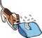 Hand Drawn Beagle Dog biting pillow illustration in doodle style