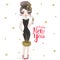 Hand drawn beautiful cute fashion winter girl with a glass of champagne and the words Happy New Year.