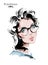 Hand drawn beautiful young woman with blonde hair. Stylish girl in eyeglasses. Fashion woman look. Sketch.