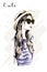 Hand drawn beautiful young woman in hat. Fashion woman in sunglasses. Stylish cute girl. Sketch.