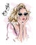 Hand drawn beautiful young woman in sunglasses. Stylish blonde hair girl. Fashion woman look. Sketch.