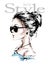 Hand drawn beautiful young woman in sunglasses. Stylish girl. Fashion woman look. Female profile. Sketch.