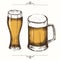 Hand-drawn beer isolated on white. Trendy element for fast food menu. Hand made lettring. Vector object. Sketch, engraving. Beer