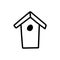 Hand drawn birdhouse icon in doodle style isolated on white background. Vector outline illustration.