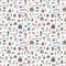 Hand drawn Birthday seamless pattern. Happy Birthday print. Cute party background