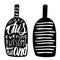 Hand drawn black alcohol bottle logo