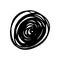 Hand drawn black ink circle brash stroke. Simple abstract round element. Single, careless painted vector. Black