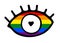 Hand-drawn black outline rainbow eye