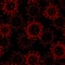 Hand drawn black and red doodle sketch seamless bacterium and virus pattern. Vector illustration