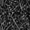 Hand drawn black and white dark watercolor chalk floral pattern on black background