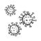 Hand drawn black and white doodle sketch bacterium and virus . Vector illustration
