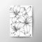 Hand drawn black and white line lily flower composition on white background