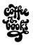 Hand drawn black and white typography design element with Coffee and books text