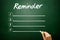 Hand drawn blank Reminder list business concept on blackboard