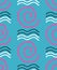 Hand Drawn Blue Waves and Spirals Seamless Pattern. Repeating graphic design. Hand drawn elements