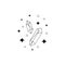 Hand drawn boho magic logo. Bohemian minimal mystic line crystals stars esoteric tattoo sign, vector illustration design