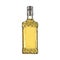 Hand drawn bottle full of gold tequila, vector illustration