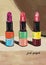 Hand-drawn bright colorful stylized abstract fashion illustration of lipsticks. Fashion gift postcard