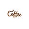 Hand drawn brown coffee lettering logo on white background.