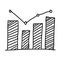 Hand drawn a business bar graph show to concept of data processing.