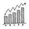 Hand drawn a business bar graph show to concept of data processing.