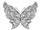 Hand drawn butterfly zentangle for t-shirt design or tattoo. Col