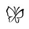 Hand drawn calligraphy logo of butterfly. Beauty cosmetic concept. Ecology vector element. Illustration eco icon design for