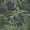 Hand drawn camo with leaf, seamless pattern. Grunge branches and herbs green camouflage background.