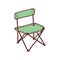 Hand drawn camping chair, sketch colored vector illustration
