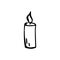 Hand Drawn candle doodle. Sketch style icon. Decoration element.