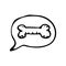 Hand drawn canine bone in the cloud doodle. Sketch pets icon. De